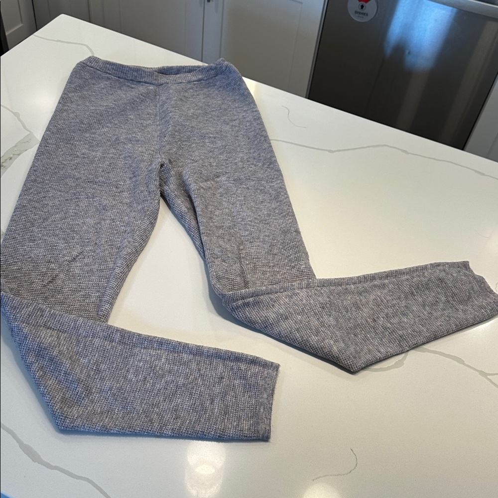 Free people leggings pajama pants waffle long John size M Heathered blue gray